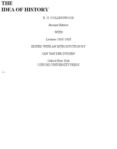 ﻿ایده تاریخ: با سخنرانی 1926-1928