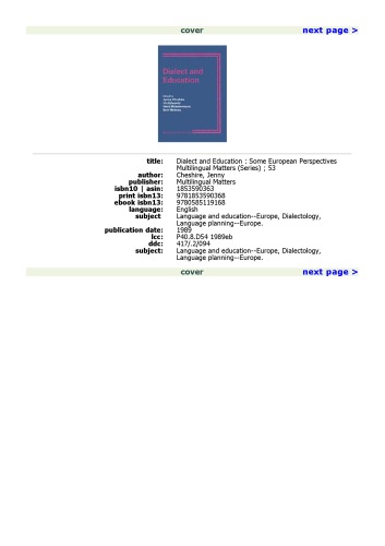 ﻿گویش و آموزش: برخی از دیدگاه های اروپایی (مسائل چند زبانه، 53)