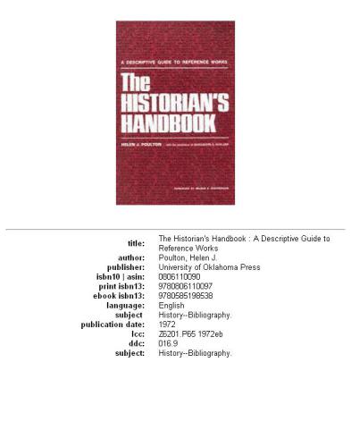 ﻿کتاب راهنمای مورخ: راهنمای توصیفی برای آثار مرجع