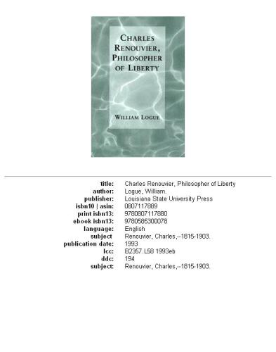 ﻿چارلز رنوویر، فیلسوف آزادی