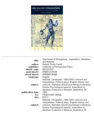 ﻿Spectacles of Strangeness: Imperialism، Alienation و Marlowe