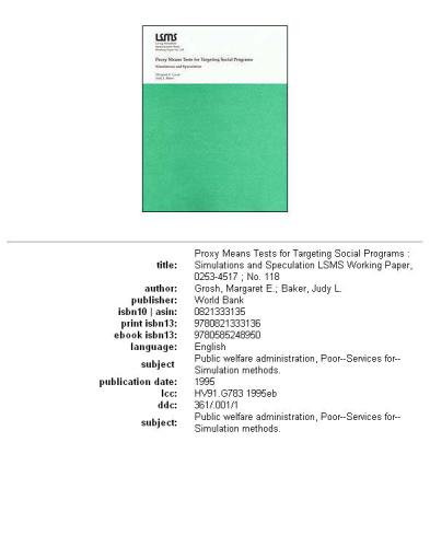 ﻿آزمون‌های پراکسی برای هدف‌یابی برنامه‌های اجتماعی: شبیه‌سازی و گمانه‌زنی (مقاله کاری Lsms)