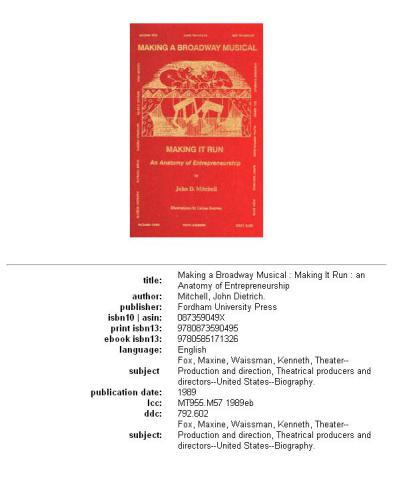 ﻿ساخت یک موزیکال برادوی: اجرای آن، آناتومی کارآفرینی