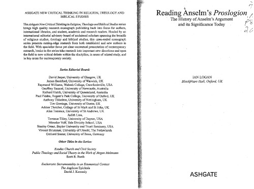 ﻿خواندن Proslogion آنسلم (تفکر انتقادی جدید اشگیت در دین، الهیات و مطالعات کتاب مقدس)