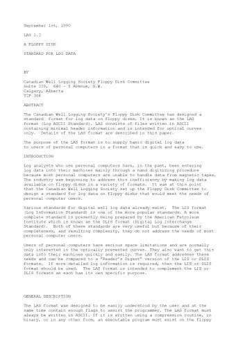 ﻿LAS 1.2. یک استاندارد دیسک فلاپی برای داده های ورود به سیستم