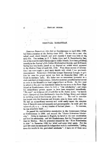 ﻿درگذشت رامانوجان توسط هاردی