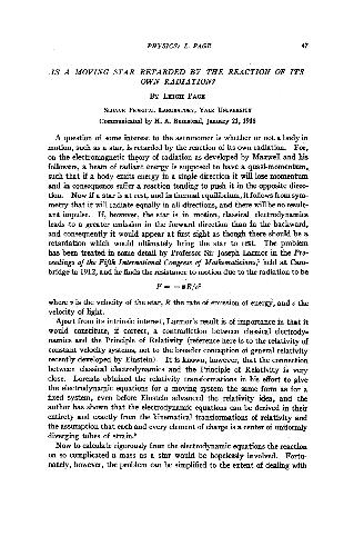 آیا یک ستاره متحرک با واکنش تابش خود (1918) (در) (3 ثانیه) عقب مانده است