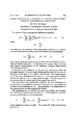 ﻿نیمه متغیرهای یک سیستم عمومی معادلات دیفرانسیل همگن خطی (1920)(en)(4s)