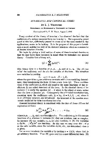 invariants and Forms Canonical (1918) (en) (6s)