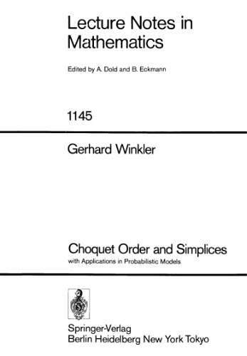 سفارش Choquet و Simplices: با برنامه های کاربردی در مدل های احتمالی