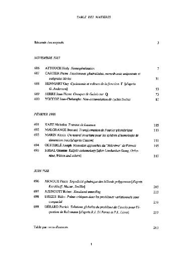 ﻿سمینار Bourbaki ، 30 ، 1987-1988 - Exp.686-699