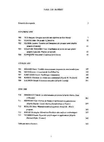 ﻿Seminaire Bourbaki, 31, 1988-1989 - Exp.700-714