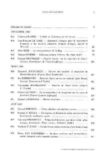 ﻿Seminaire Bourbaki، 42، 1999-2000 - Exp.865-879