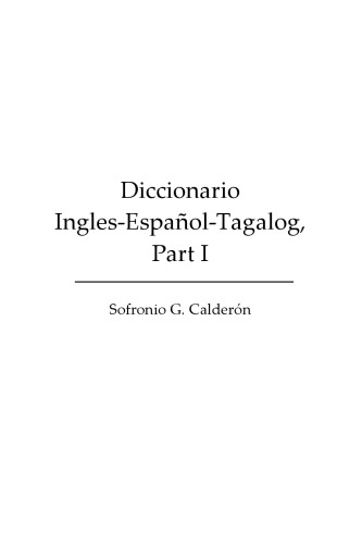 Diccionario Ingles Español-Tagalog، قسمت اول، A-D (Dodo Press)