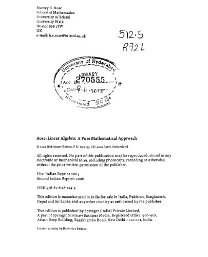 جبر خطی: یک رویکرد ریاضی خالص