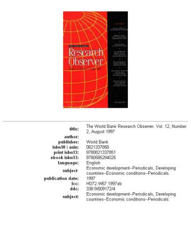 ناظران تحقیقاتی بانک جهانی: جلد 12، شماره 2