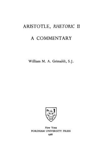 ارسطو ، بلاغت دوم. یک تفسیر