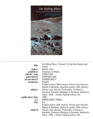 ﻿بدون مخفیگاه: مقالاتی در مورد طبیعت جدید و شعر