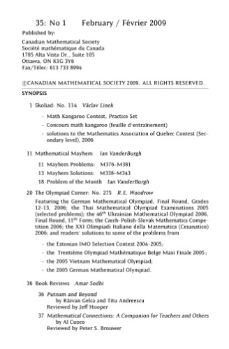 ﻿Crux Mathematicorum with Mathematical Mayhem - جلد 35، 2009 شماره 1-8