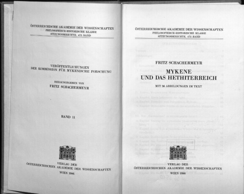 ﻿Mycenae و امپراتوری هیتی. وین، 1986