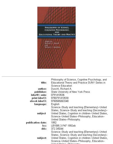 ﻿فلسفه علم، روانشناسی شناختی و نظریه و عمل تربیتی