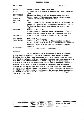 ﻿فرهنگ لغت ترکیبی اسپانیایی کریول فیلیپینی (PCS)