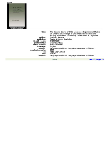 ﻿فراز و نشیب های زبان کودک: مطالعات تجربی در مورد دانش کودکان از روابط دلبستگی و پدیده های قطبی