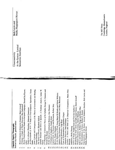 Unaccusativity: در رابط معناشناختی نحوی-واژگانی