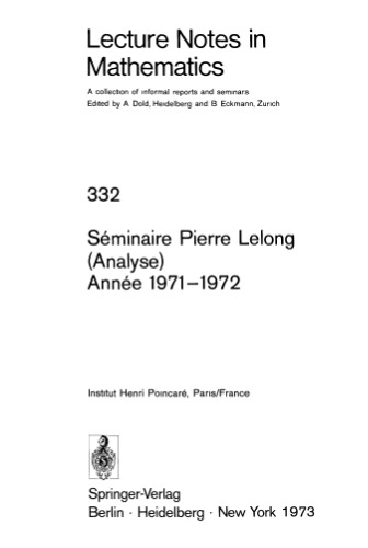 ﻿سمینار Pierre Lelong (تحلیل) سال 1971-1972