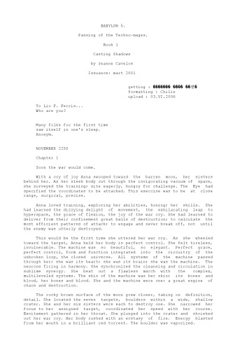 ﻿Casting Shadows (Babylon 5: The Passing of the Techno-Mages, Book 1)