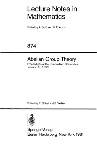 تئوری گروه Abelian. روند اعتراف اوبروافلاچ ، 1981