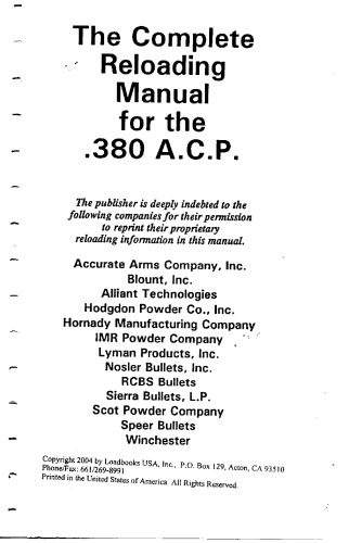 ﻿Loadbooks - 380 ACP