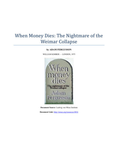 ﻿وقتی پول می میرد: کابوس فروپاشی ویمار