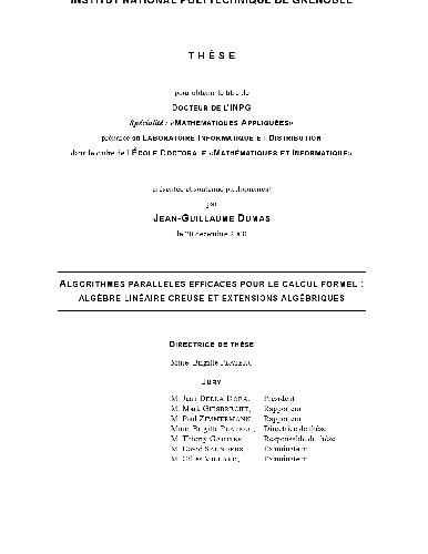 الگوریتم های موازی برای حساب رسمی: جبر خطی توخالی و پسوند جبری