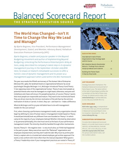 ﻿گزارش کارت امتیازی متوازن - منبع اجرای استراتژی - می-ژوئن 2010 - جلد 12 شماره 3