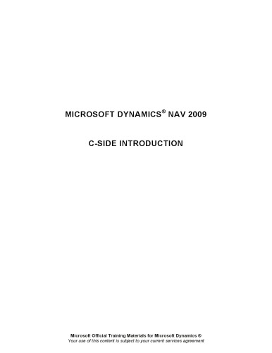 ﻿Microsoft Dynamics® NAV 2009 - C-SIDE مقدمه