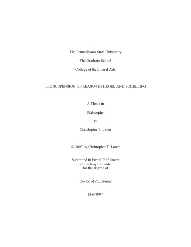 ﻿تعلیق عقل در هگل و شلینگ