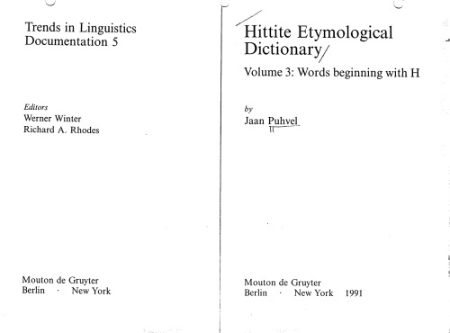 ﻿فرهنگ ریشه‌شناسی هیتی: کلماتی که با H جلد 3 شروع می‌شوند