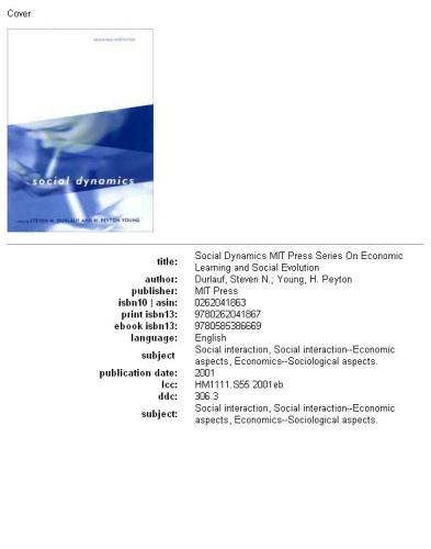 پویایی اجتماعی (یادگیری اقتصادی و تکامل اجتماعی)