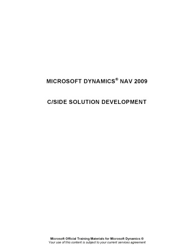 ﻿توسعه راه حل C-SIDE Microsoft Dynamics® NAV 2009