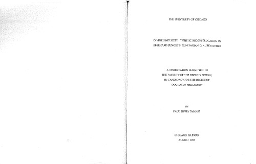 ﻿سادگی الهی: بازسازی خداباورانه در Glaubenslehre سه گانه یونگل (پایان نامه)