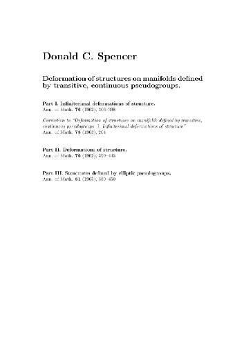 تغییر شکل ساختارها روی منیفولدها تعریف شده توسط گروههای انتقادی مداوم و مداوم (Ann of Math.، 1962-1965)