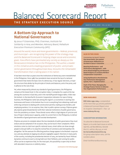 ﻿گزارش کارت امتیازی متوازن - منبع اجرای استراتژی - مارس-آوریل 2010 - جلد 12 شماره 2