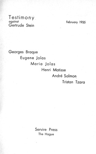 ﻿شهادت علیه گرترود استاین