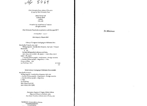 ﻿مهاجران مایل: مهاجران کارگری سونینکه، 1848-1960 (مطالعات غرب آفریقا)