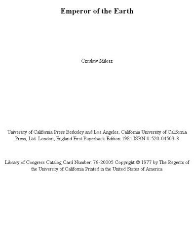 Emperor of Earth: Modes of Eccentric Vision