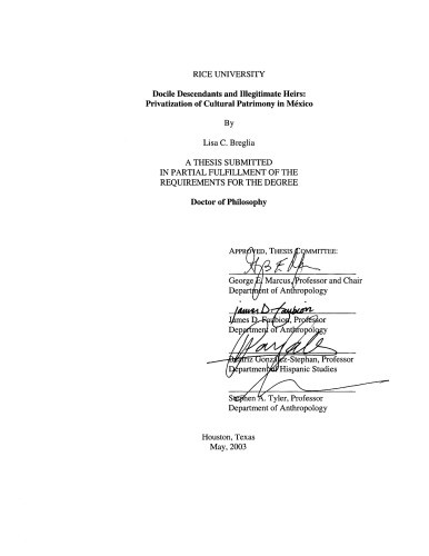 فرزندان نابینا و وارثان غیرقانونی: خصوصی سازی اموال فرهنگی در مکزیک (پایان نامه های دکتری)