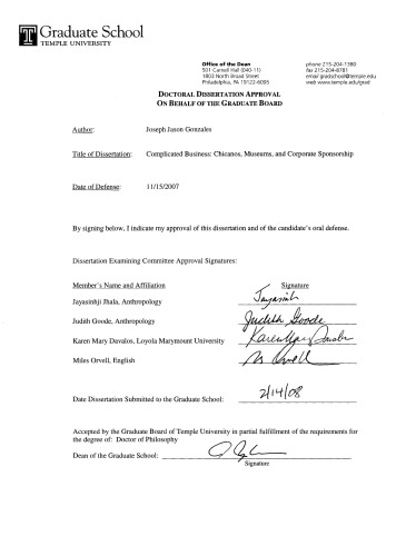 ﻿تجارت پیچیده: Chicanos، موزه ها، و حامیان شرکتی (پایان نامه دکتری)