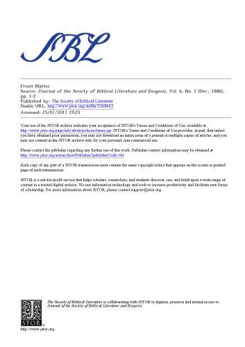 ﻿مجله ادبیات کتاب مقدس 1886-2