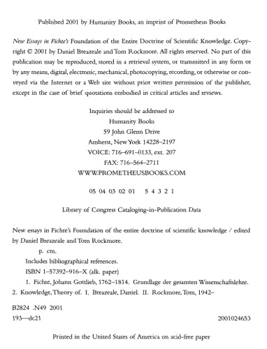 ﻿مقالات جدید در بنیاد فیشته در مورد دکترین کل دانش علمی